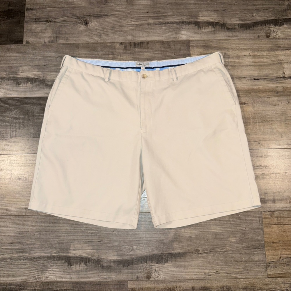 Peter Millar Golf Shorts Mens 44 Beige Performance Stretch Flat Front